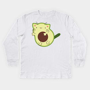 Avocado cat Kids Long Sleeve T-Shirt